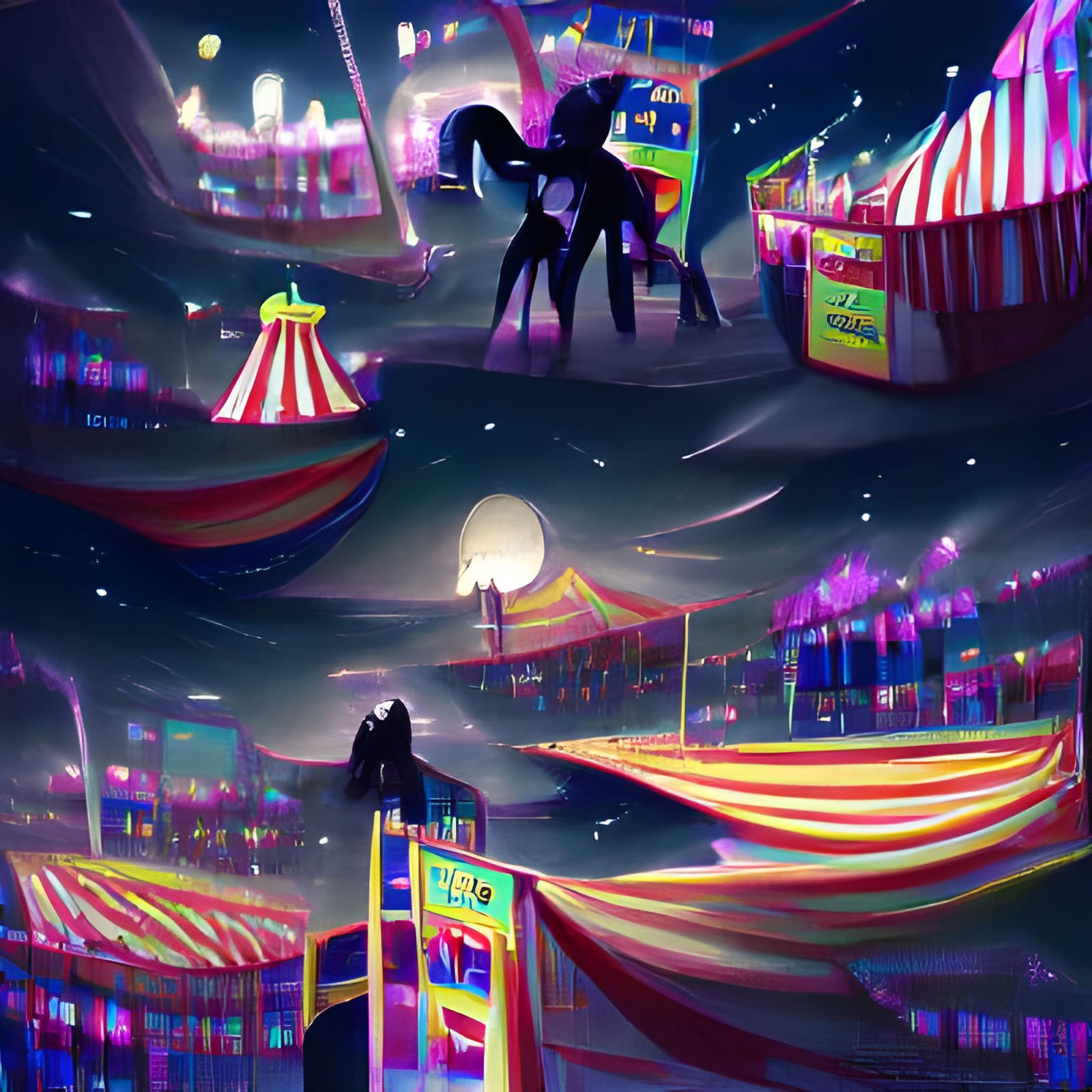 Night Carnival Scene, AI Generated