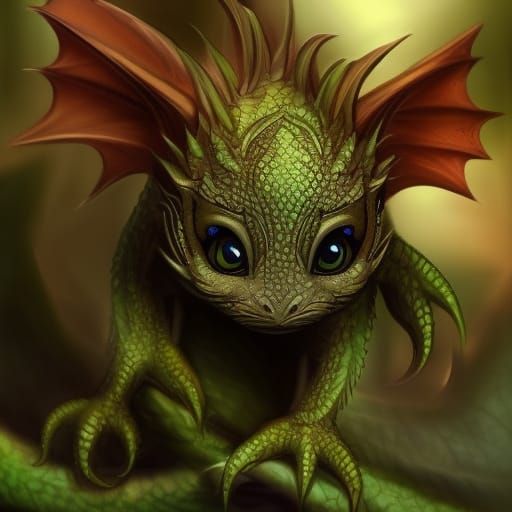Enchanting Baby Dragon in a Magical Jungle