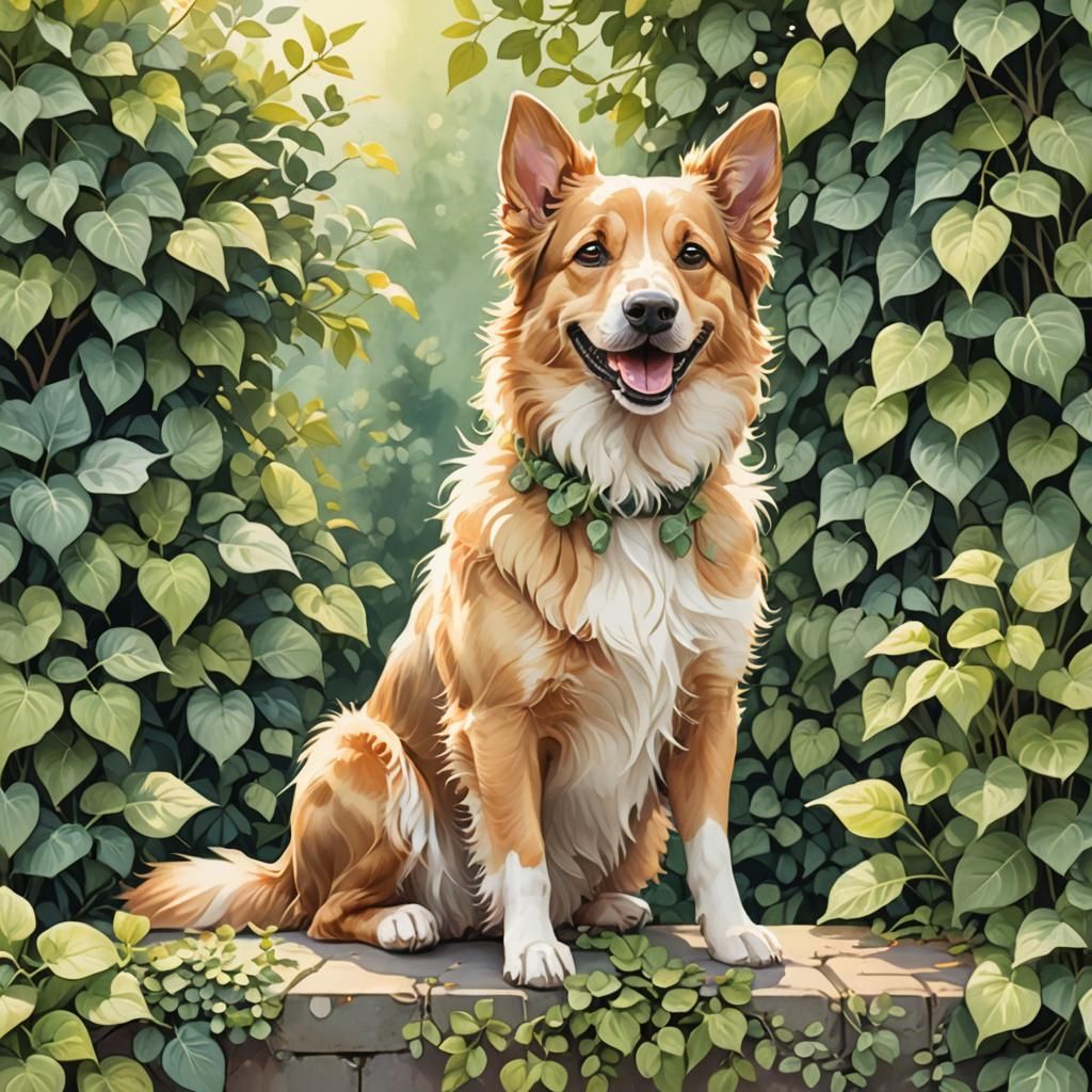 Charming Dog Portrait in Whimsical Style