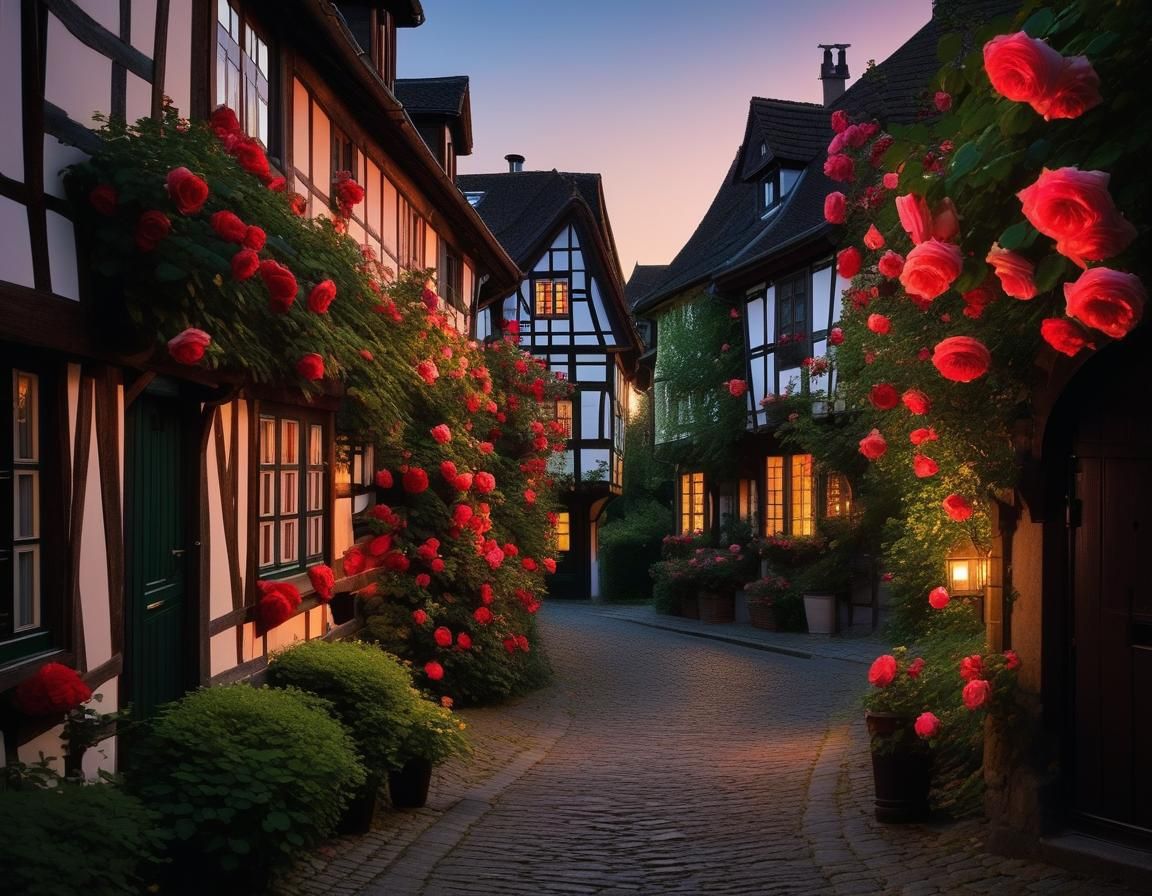 Charming Rose-Adorned Alley at Dusk