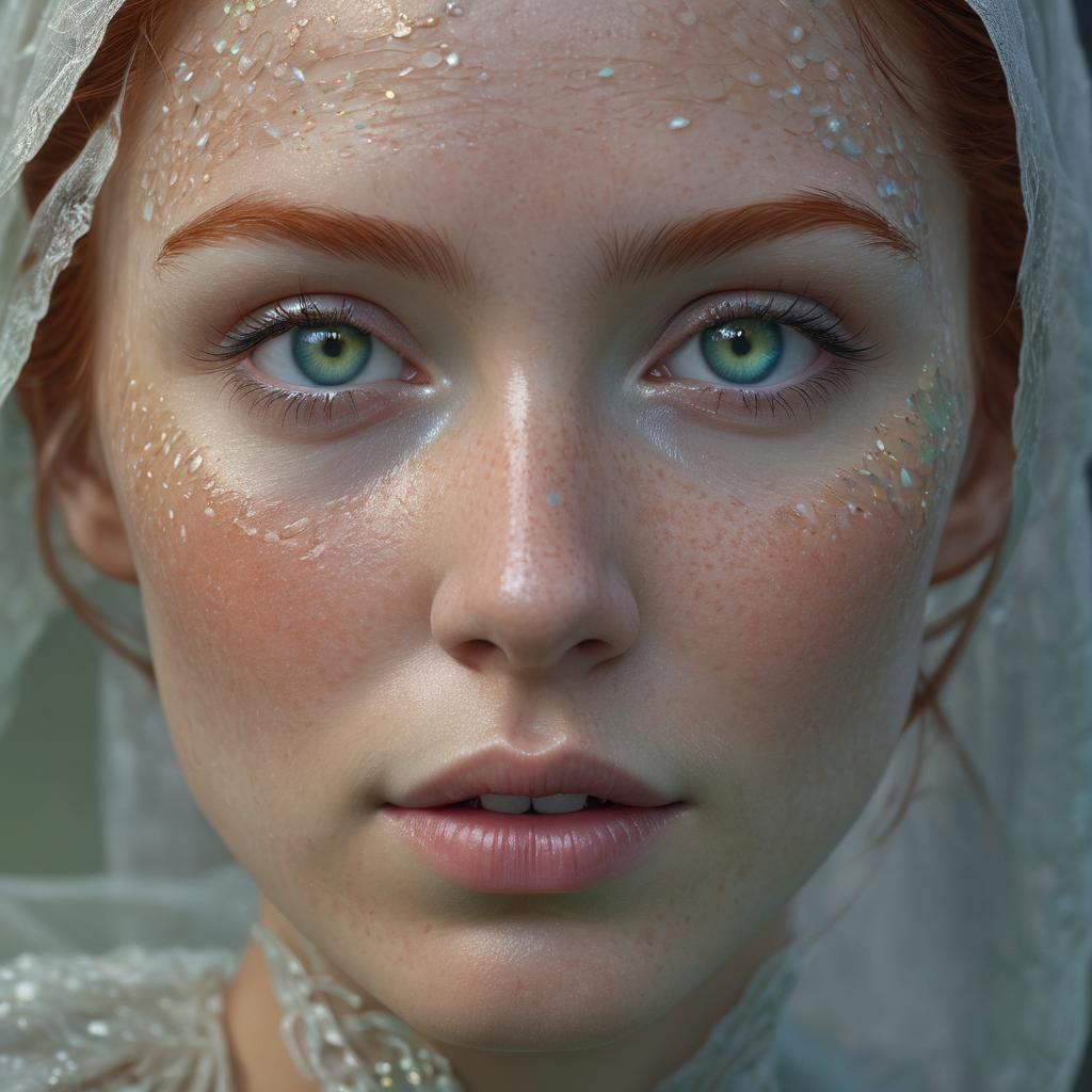 Auburn Haired Woman with Scales, Digital Portrait