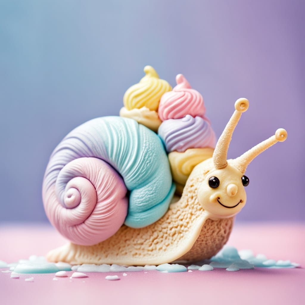 Cute Ice Cream Snail in Pastel Colors