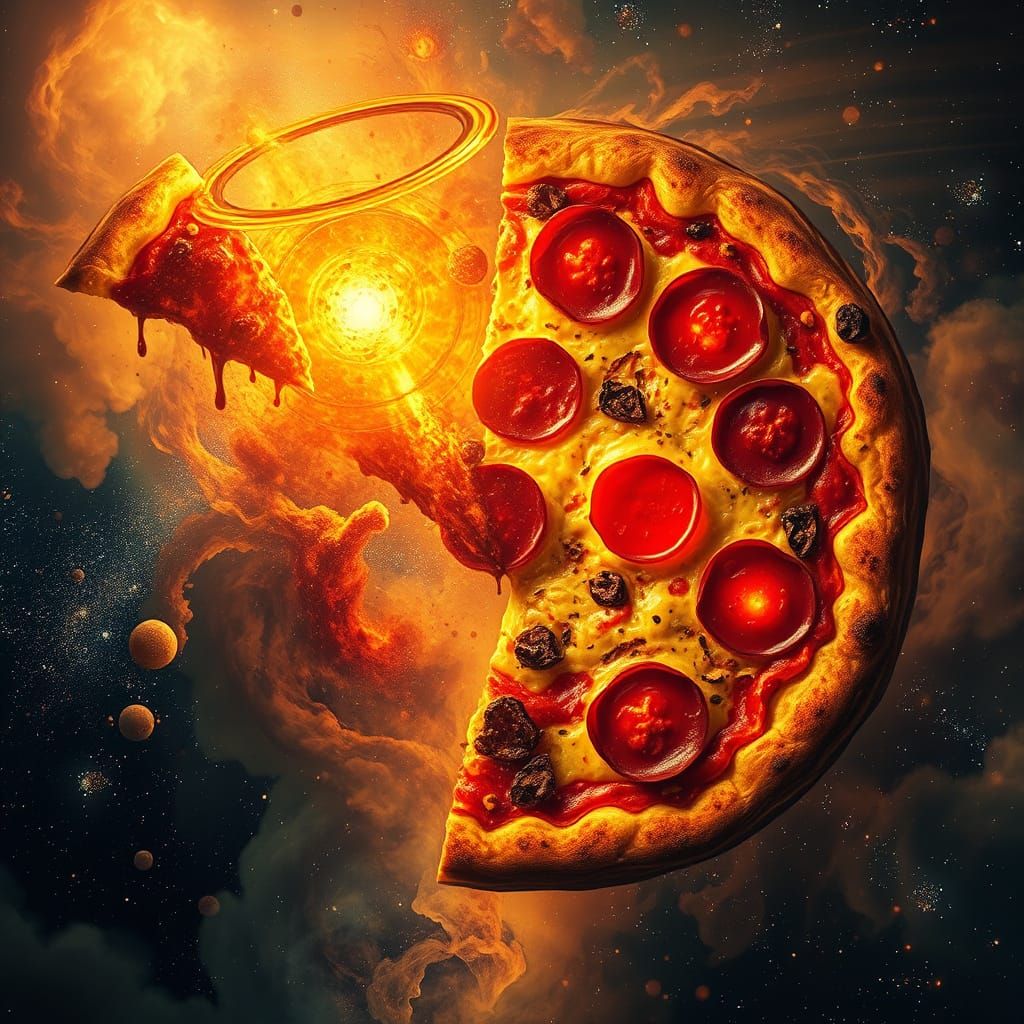 Cosmic Pizza Nebula in Photorealistic Style
