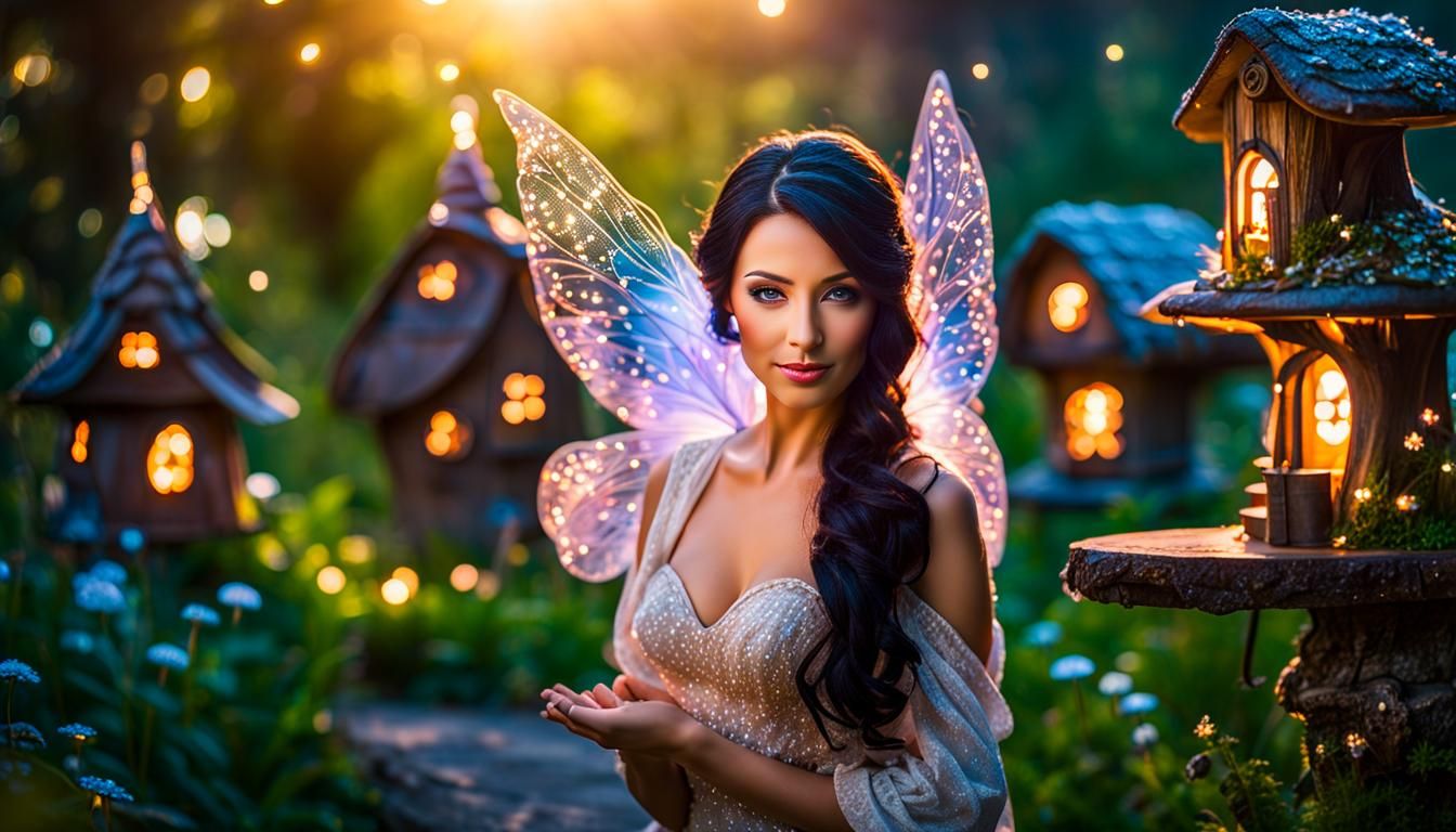 Magical Fairy Village Under Starlight