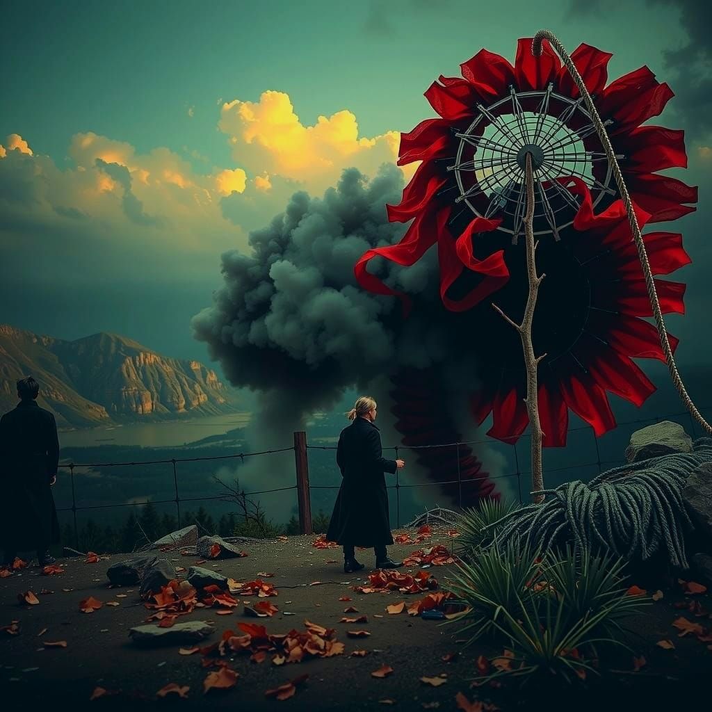 Abstract Red Spirals in Motion