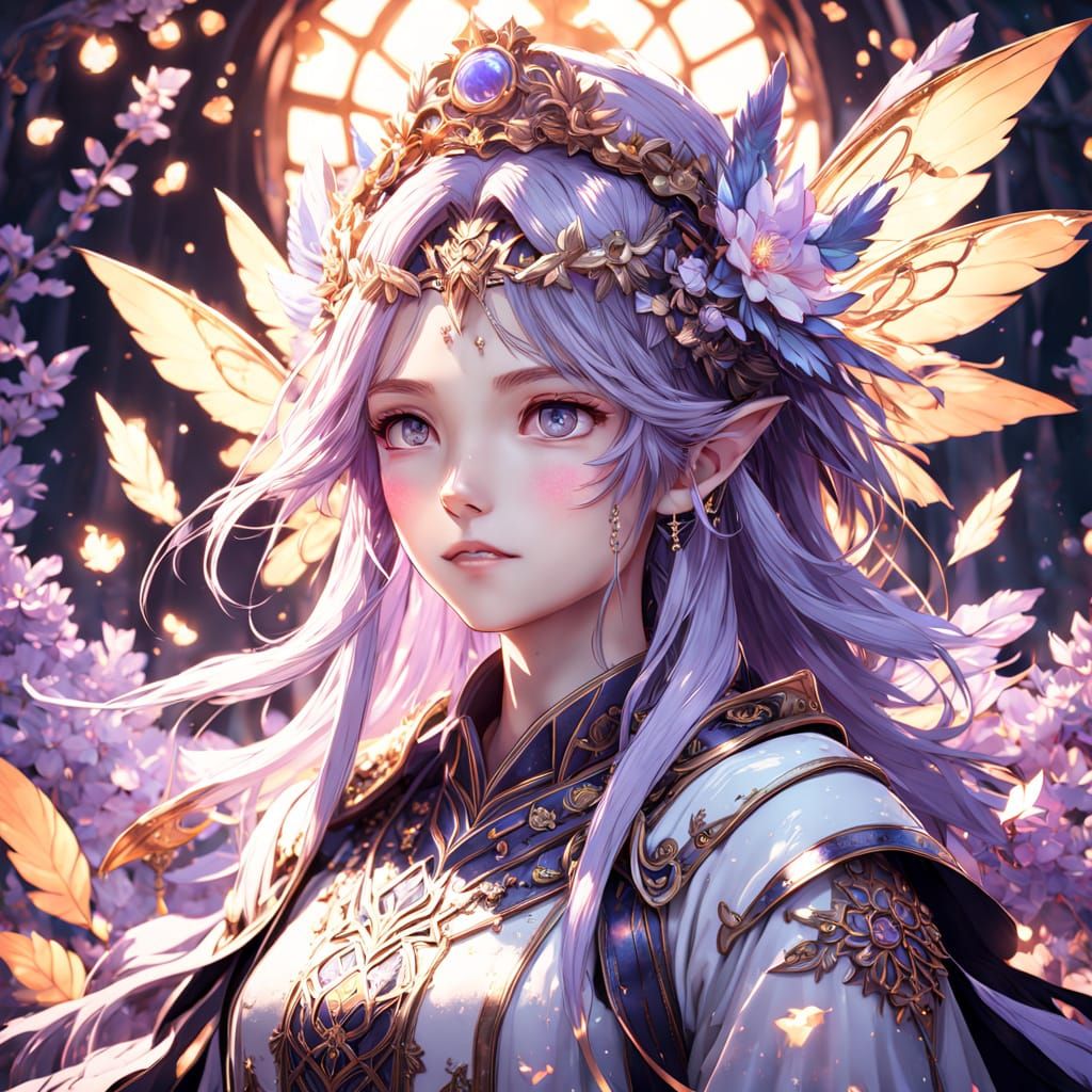 Ethereal Fairy Queen in Delicate Floral Headdress