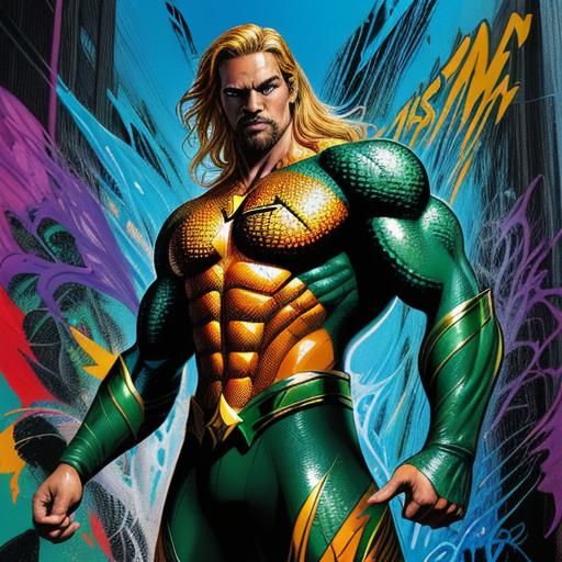 Aquaman Superhero Comic Book Cover Illustration