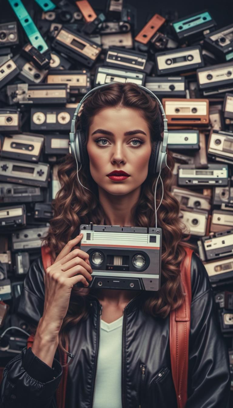 Emotional Girl with Walkman: Retro 90s Photography