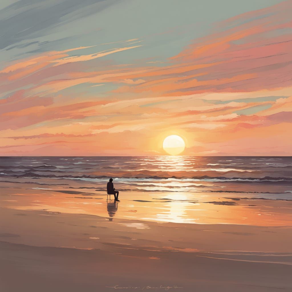 Serenity Concept Art of a Peaceful Sunset Scene