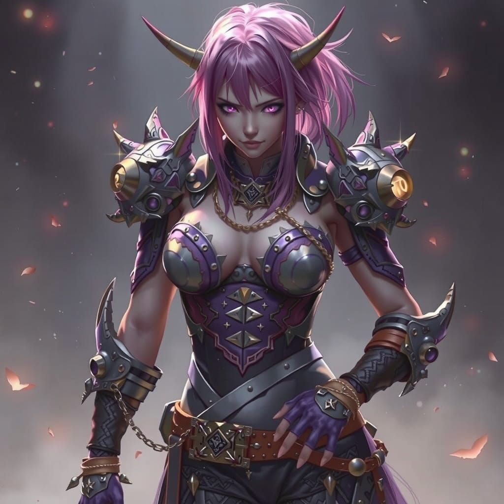 Punk Rock Ork with Purple Hair in Divine Light