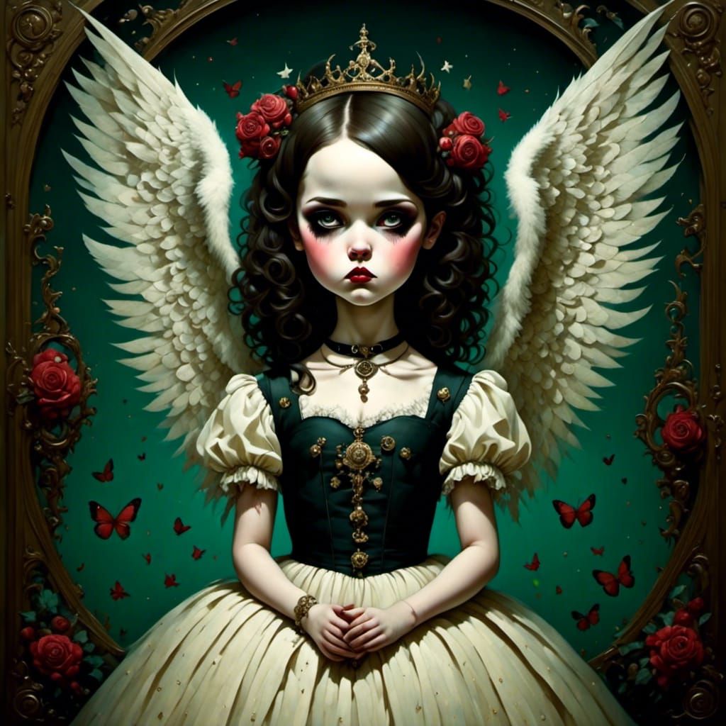 Southern Belle Angel in Pop Surrealist Style