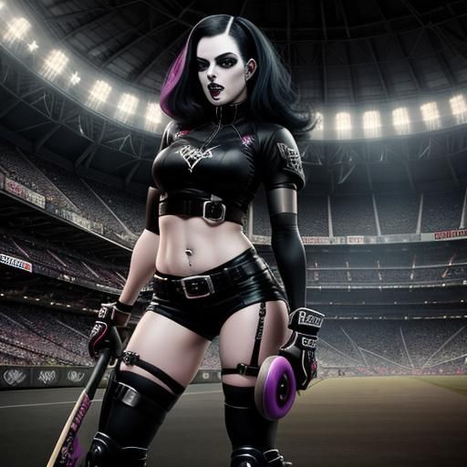 Roller Derby Goth Girl Rocks Stadium in 8k
