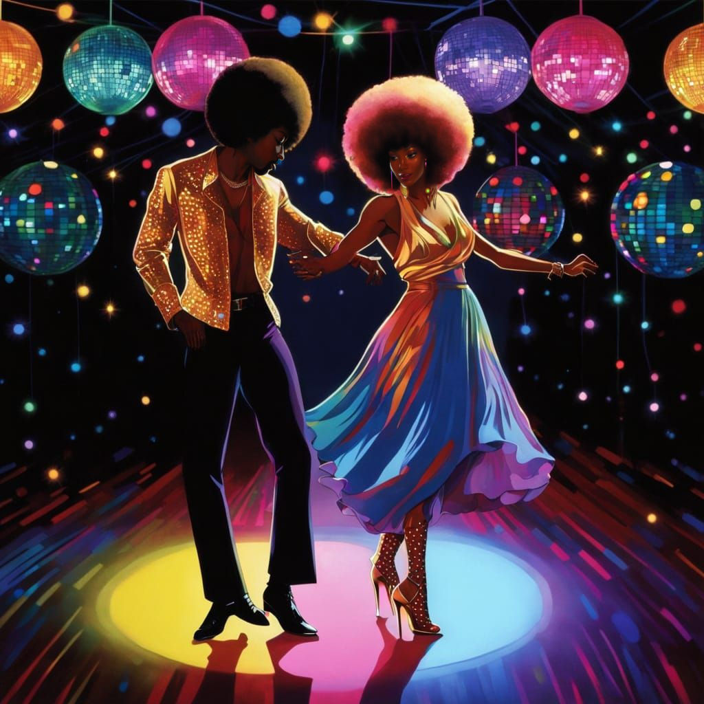 Electric Disco Scene in Retro Style