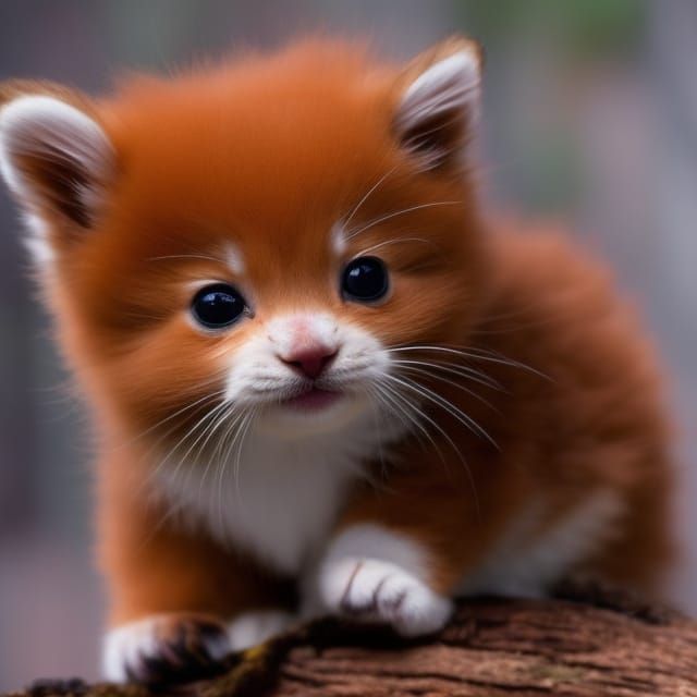 Adorable Red Panda Kitten Concept Art