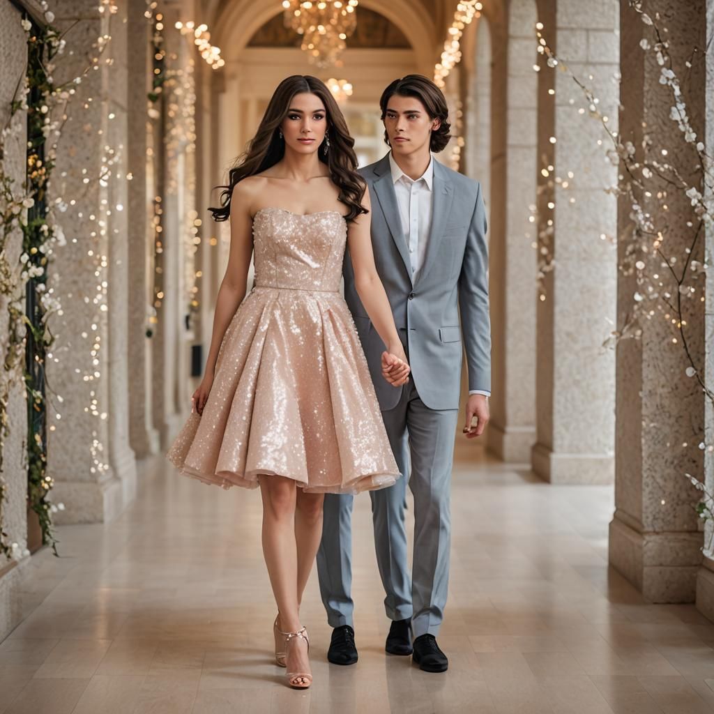 Girl in Suit Holding Hands With Crossdresser