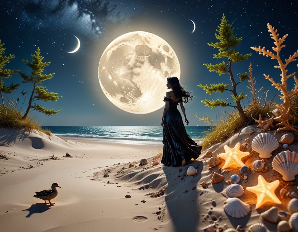 Gothic Fairy Backlit by Moon in HDR Style