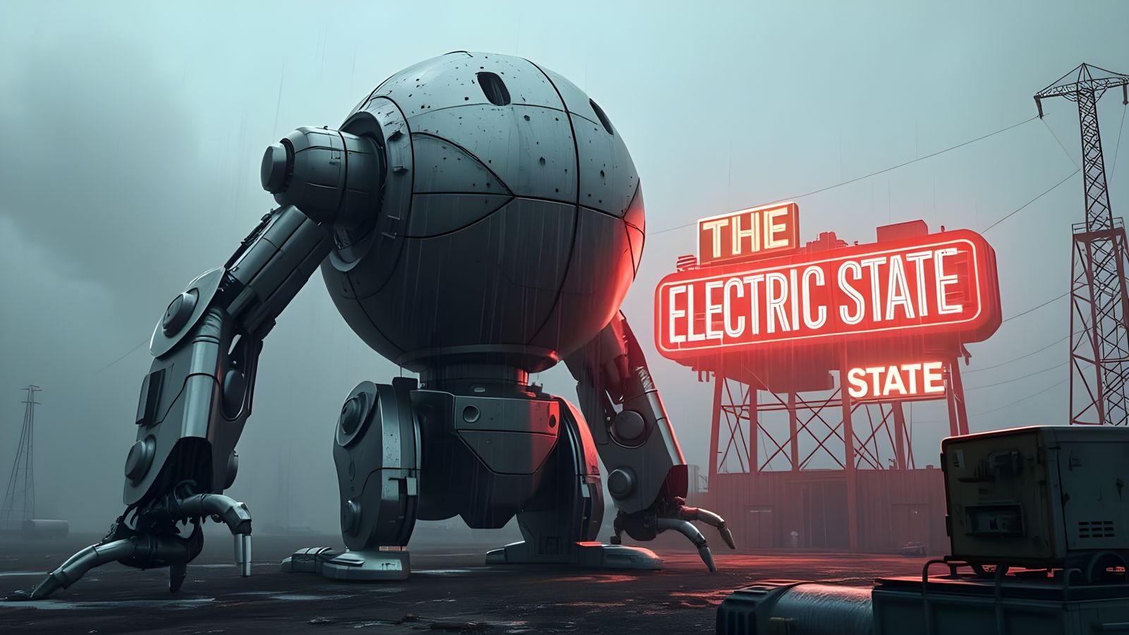 Emoji Robot in Dystopian Wasteland: Sci-Fi Art