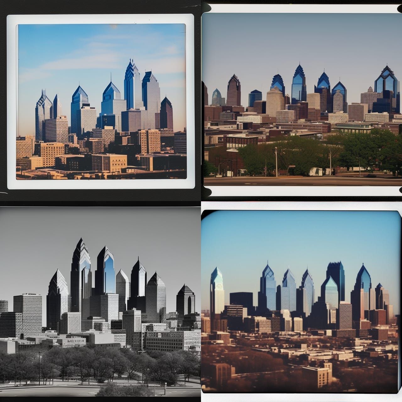 Philadelphia Skyline in Alternate Reality Polaroid