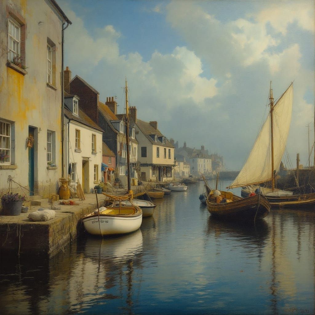 Luminous Harbor Scene with Dutch Golden Age Realism