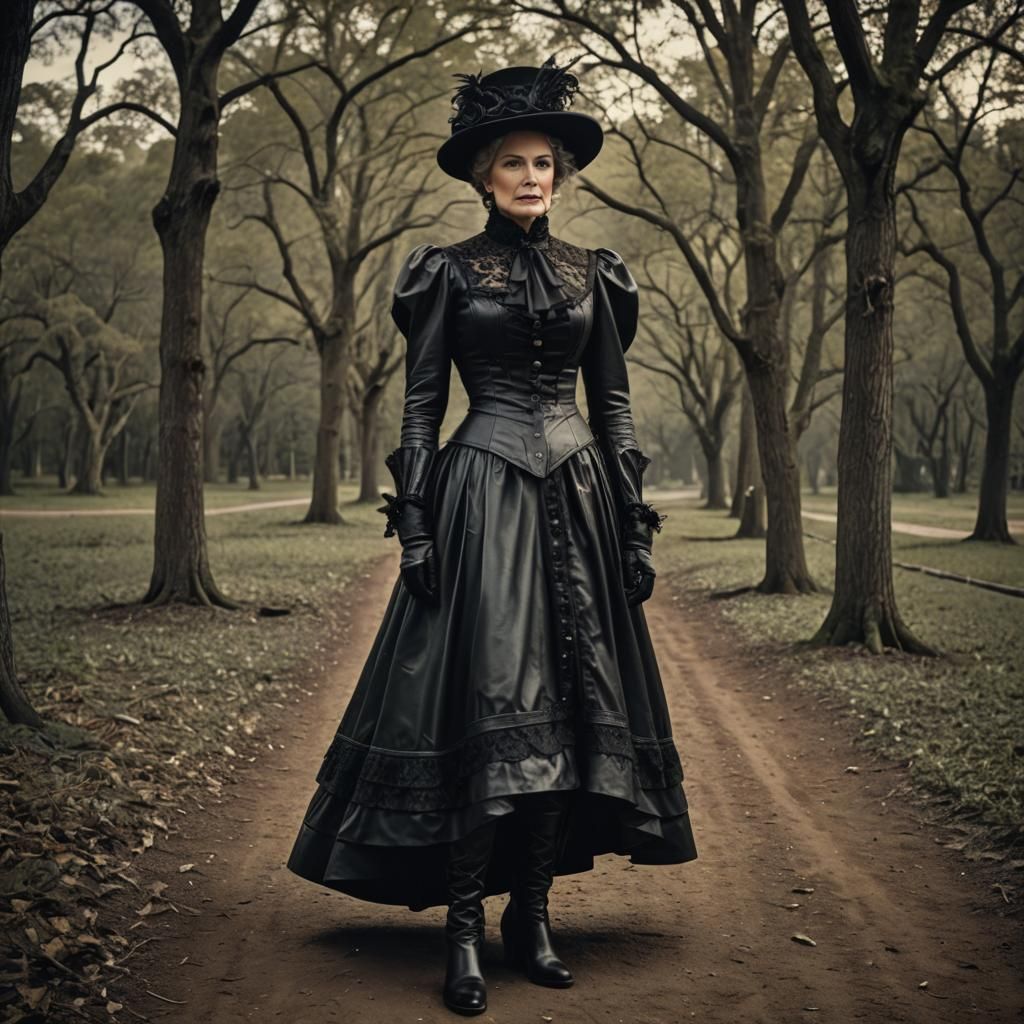 Victorian Woman in Leather Boots: Cinematic Film Still