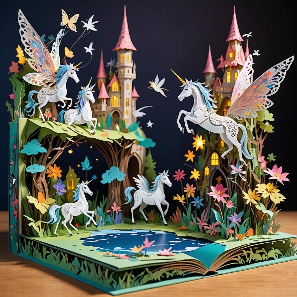 Fairies and Unicorns in Detailed Pop-Up Book