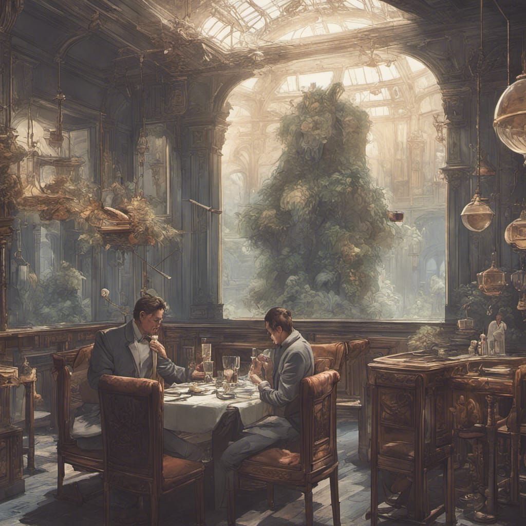 Mafia Boss in Fantasy Restaurant: Hyperdetailed Art