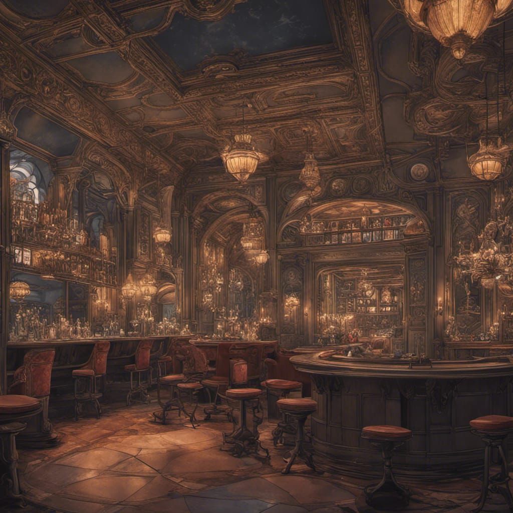 Giant Mafia Boss in Fantasy Nightclub, Detailed Art