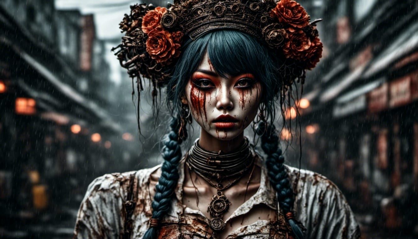 Geisha Zombie in Dystopian Japan: Horrorcore Photography