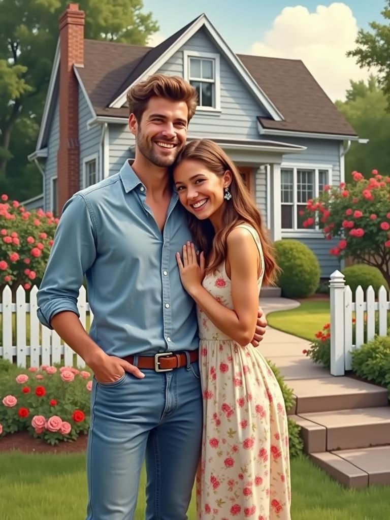 Happy Family Portrait in Rockwell Style