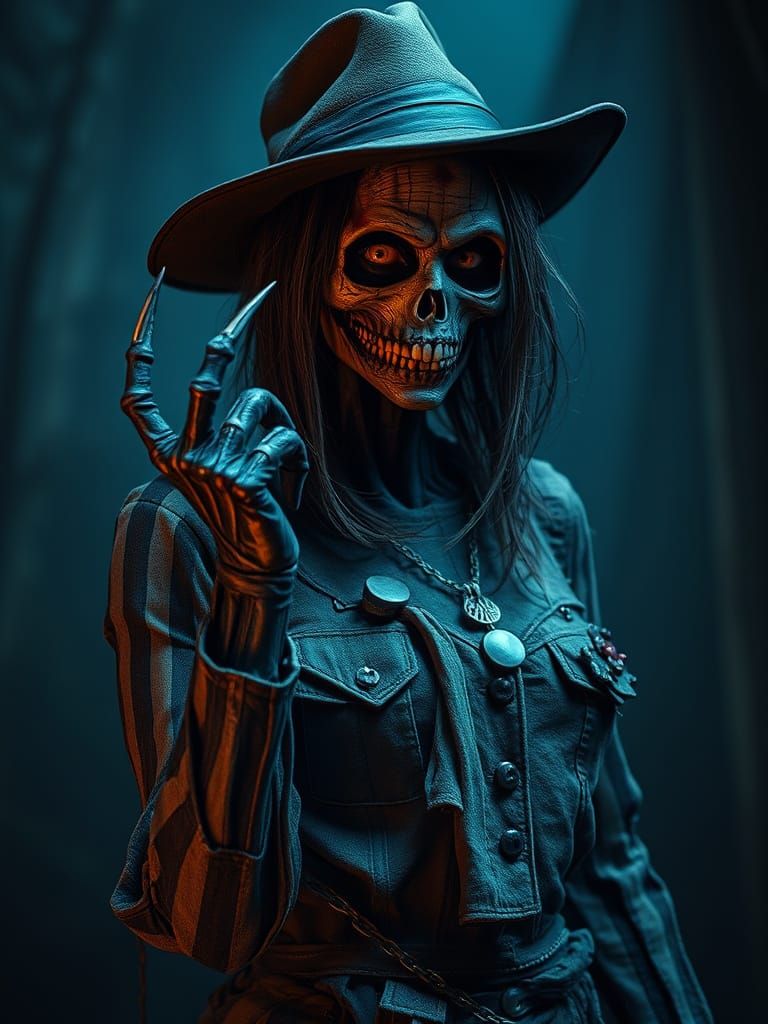 Gothic Undead Woman in Tim Burton Style