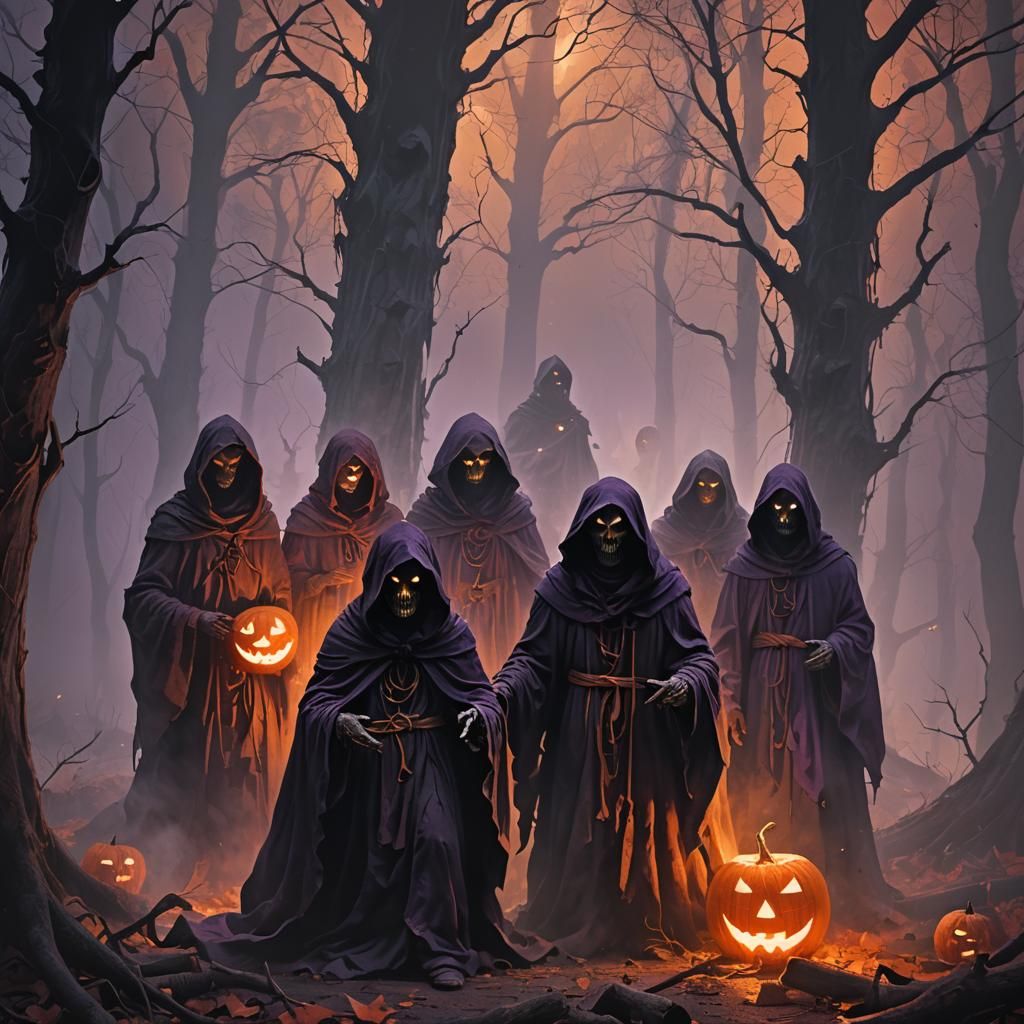 Eerie Gathering: Ghostly Figures in Dark Fantasy Horror