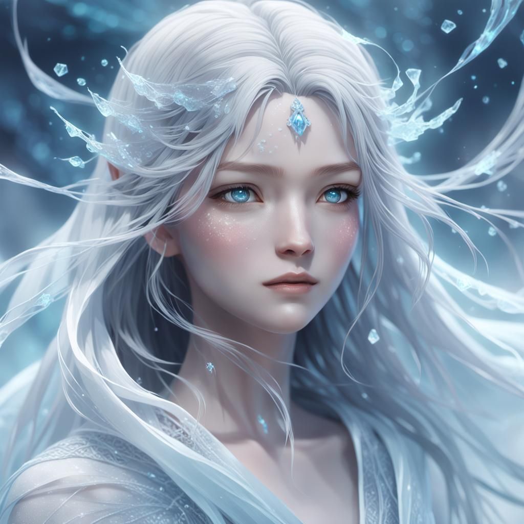 Ethereal Wind Woman in 3D Anime Style