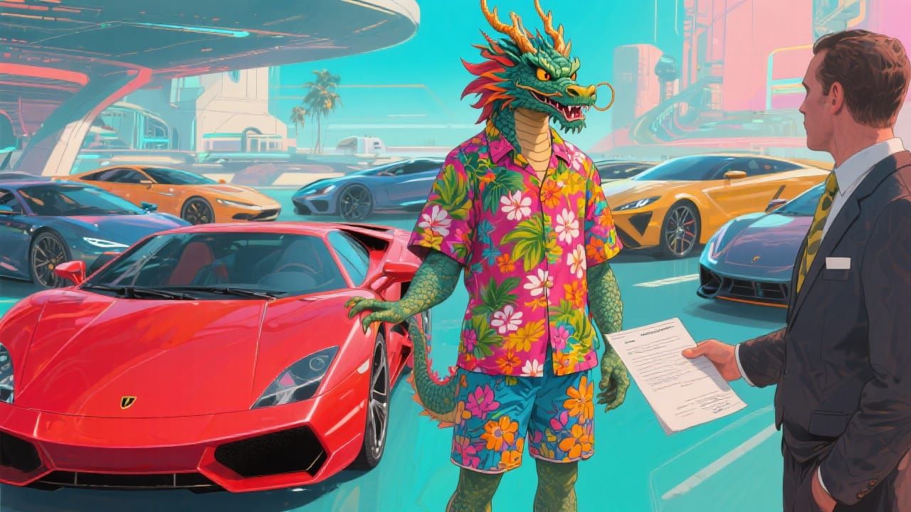Dragon's Futuristic Car Shopping Spree
