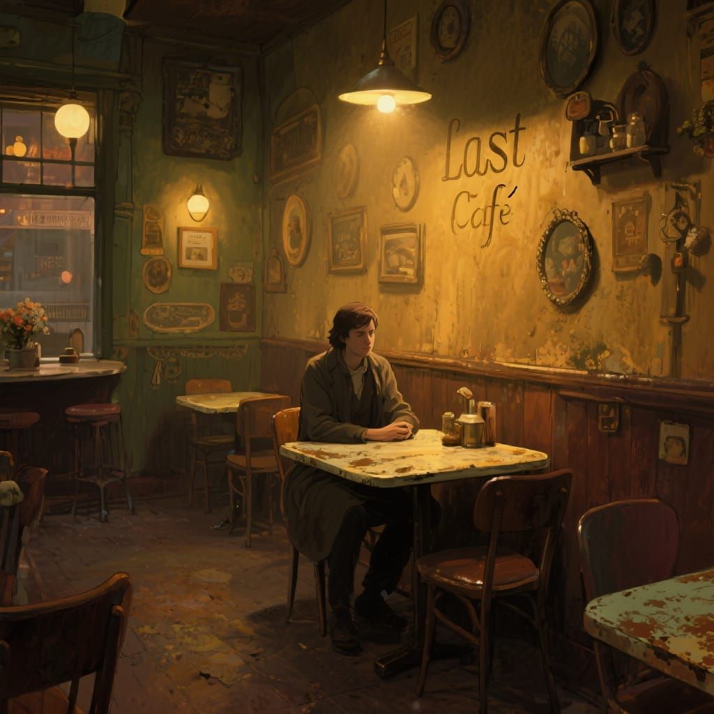 Nostalgic Cafe Scene in Vintage Style