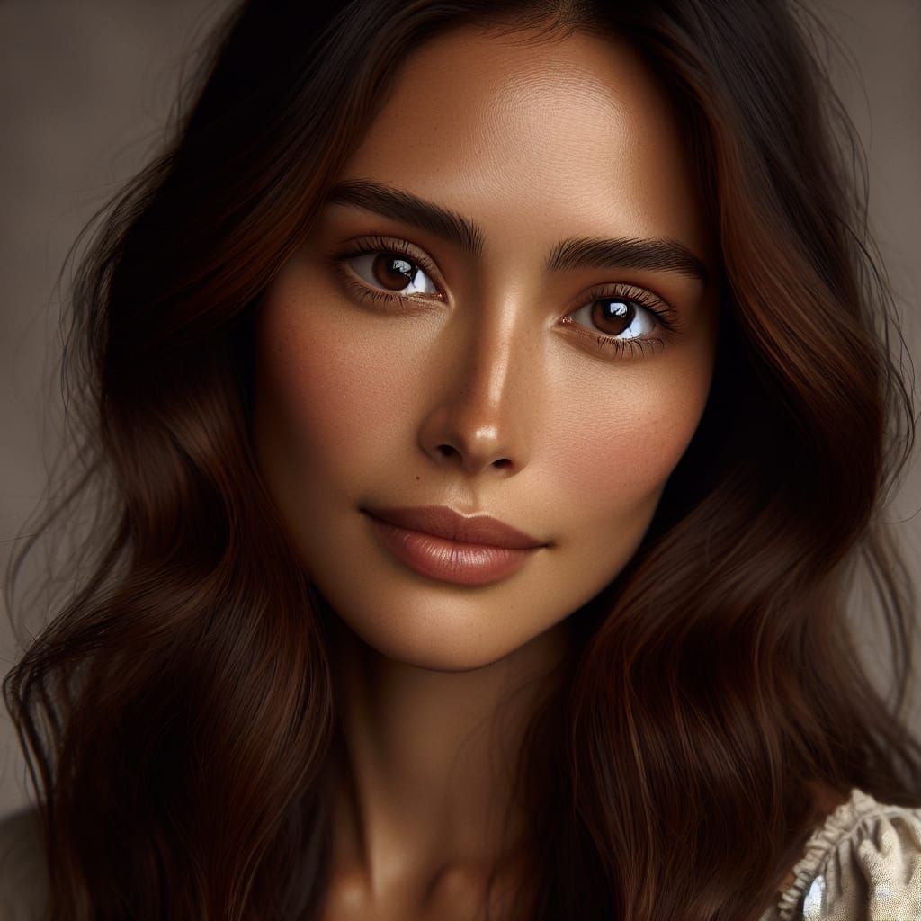 Photorealistic Portrait of a Tender Mexican-Japanese Woman