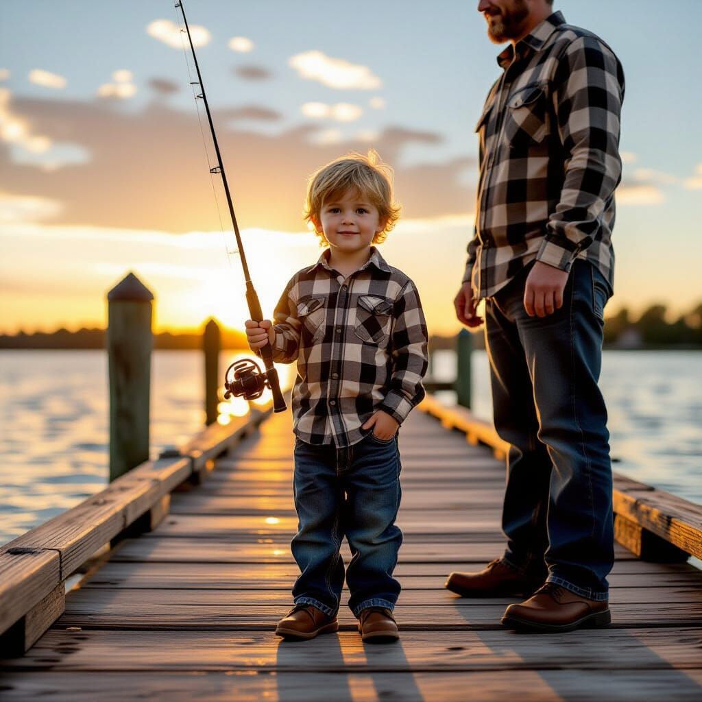 Golden Hour: Father and Son Fishing