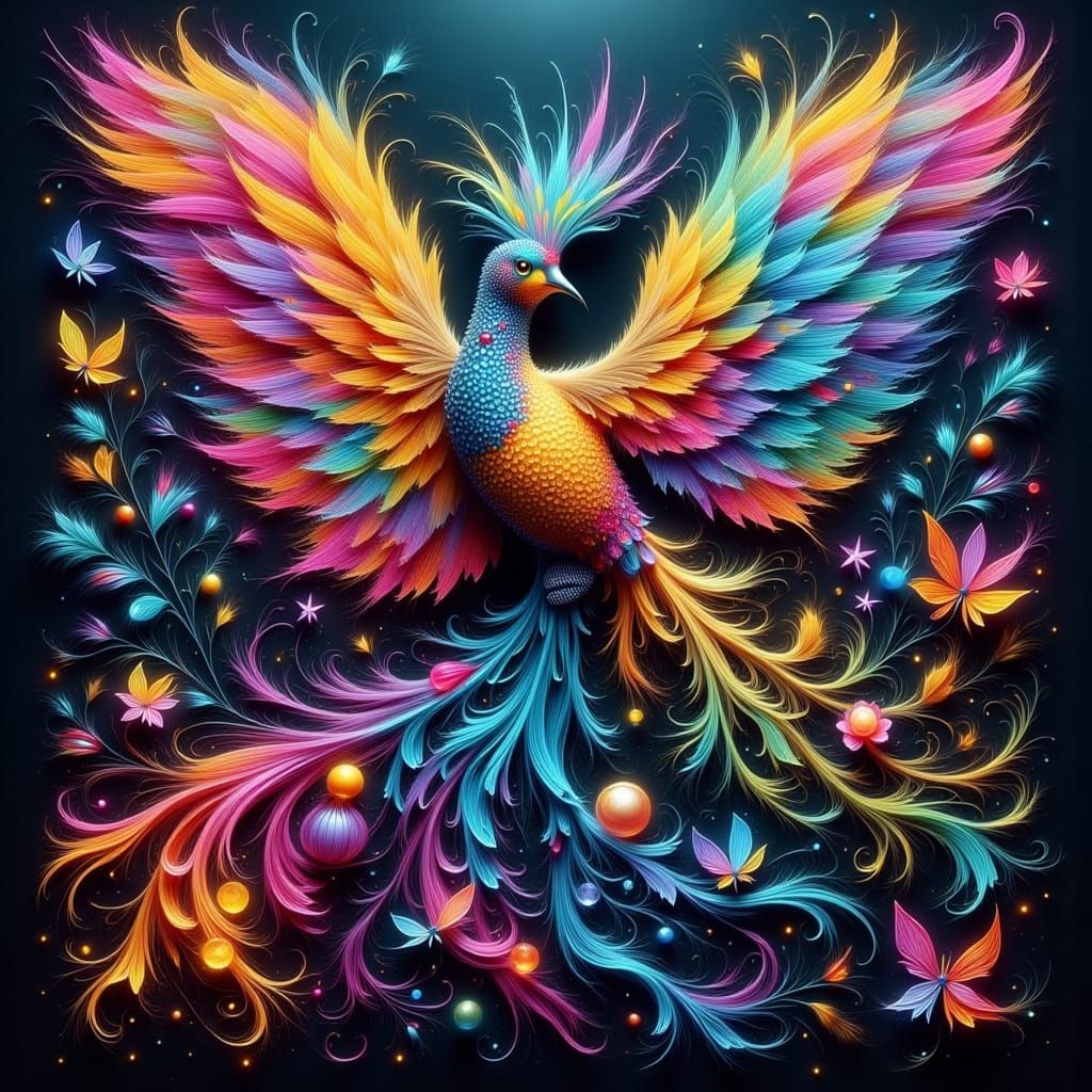 Dazzling Birds in Flight: A Surreal Color Explosion