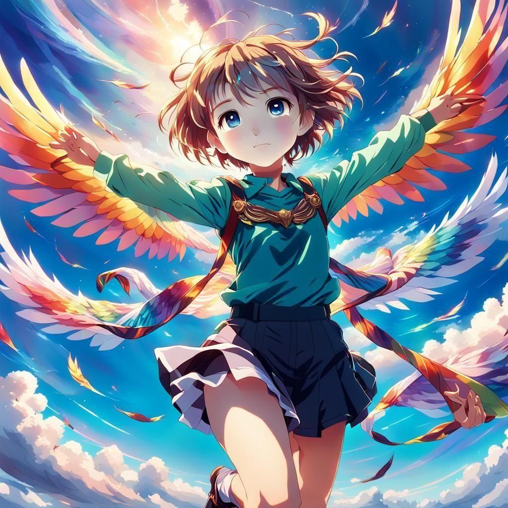 Anime Style Character Ready to Fly