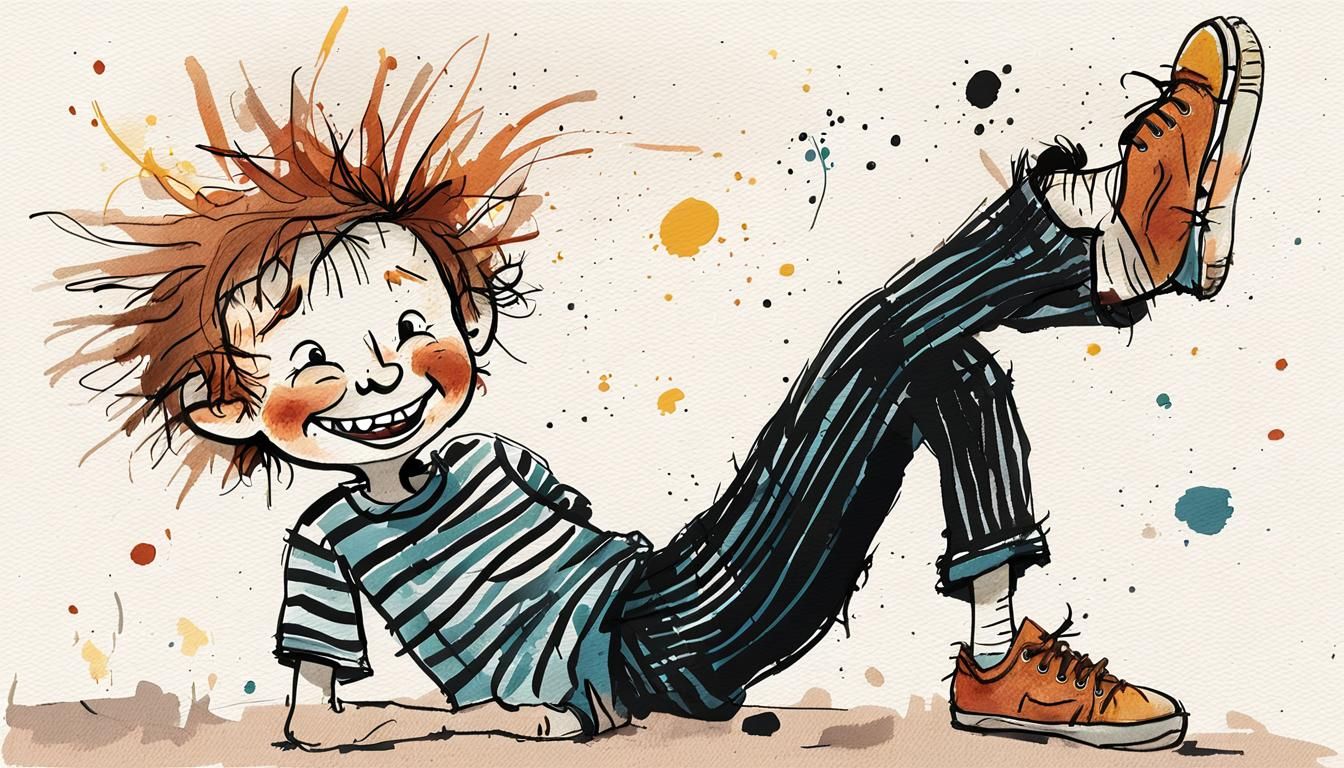 Whimsical Illustration of a Naughty Boy in Comic Style