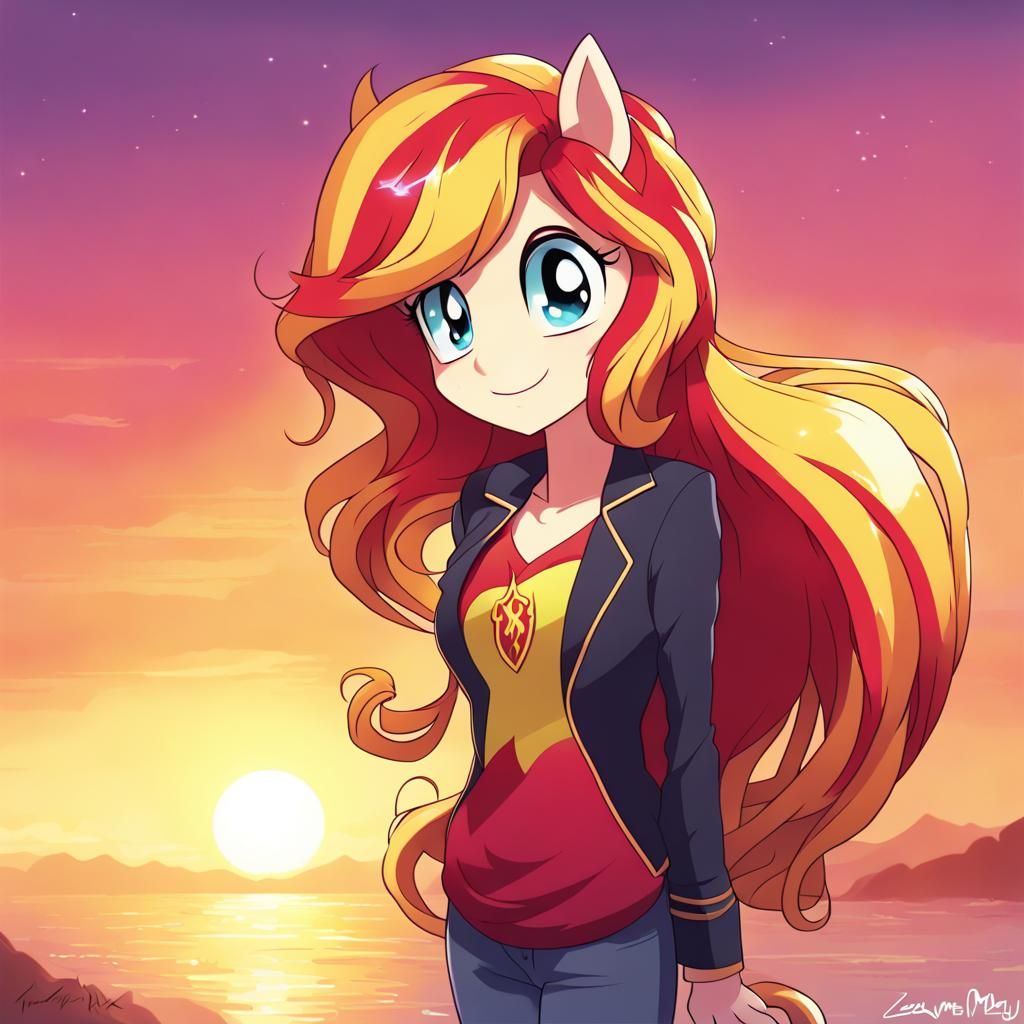 Sunset Shimmer in Anime Style