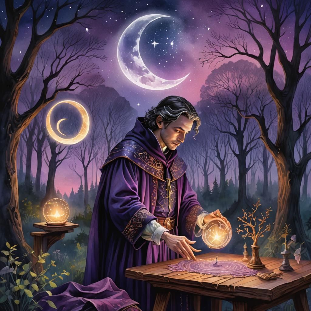 The Magician Tarot Card in Mystical Digital Art