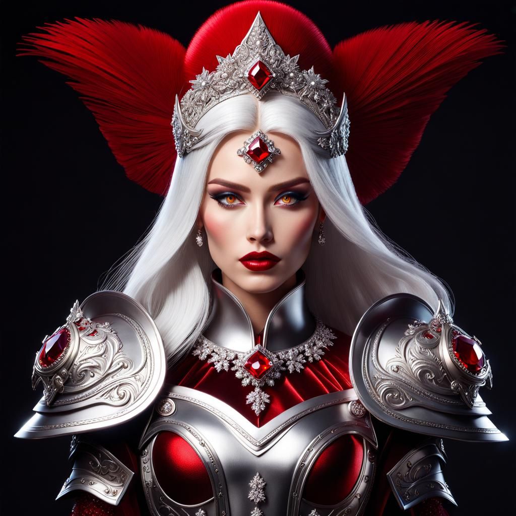 Elegant Girl in Diamond Armor with Shining Swords