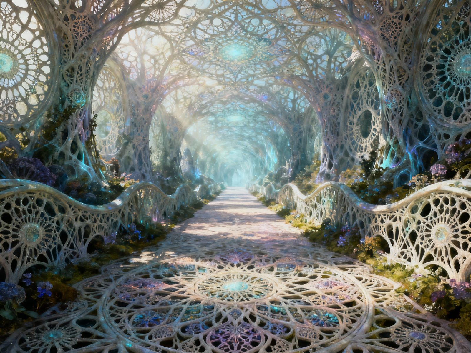 Enchanted Pathway Amidst Ethereal Fantasy Realm