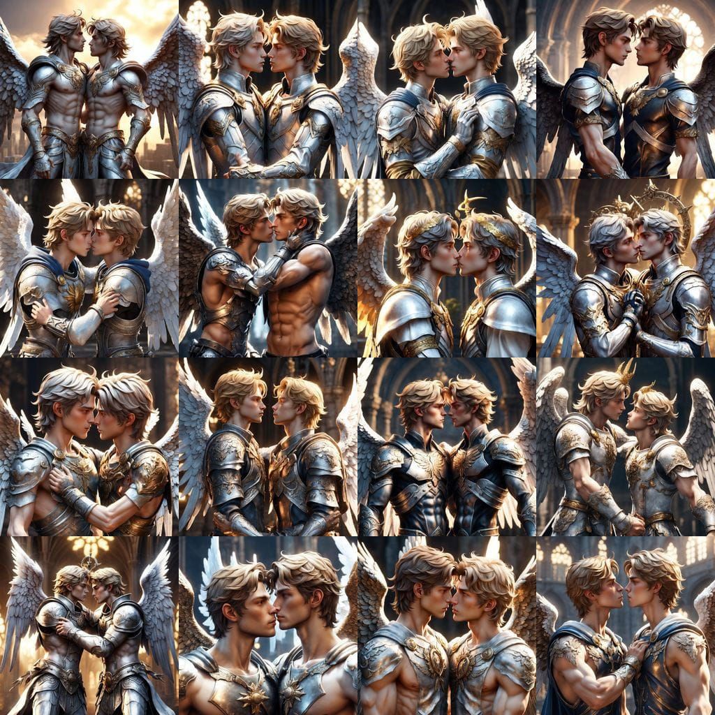 Archangels Kissing: Highly Detailed Digital Rendering