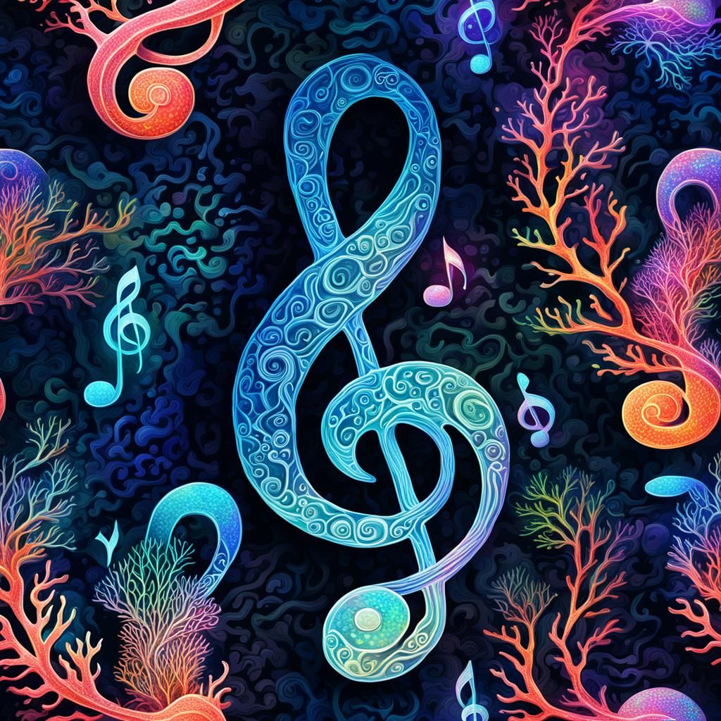 Sea Coral Musical Notes in Astral Style