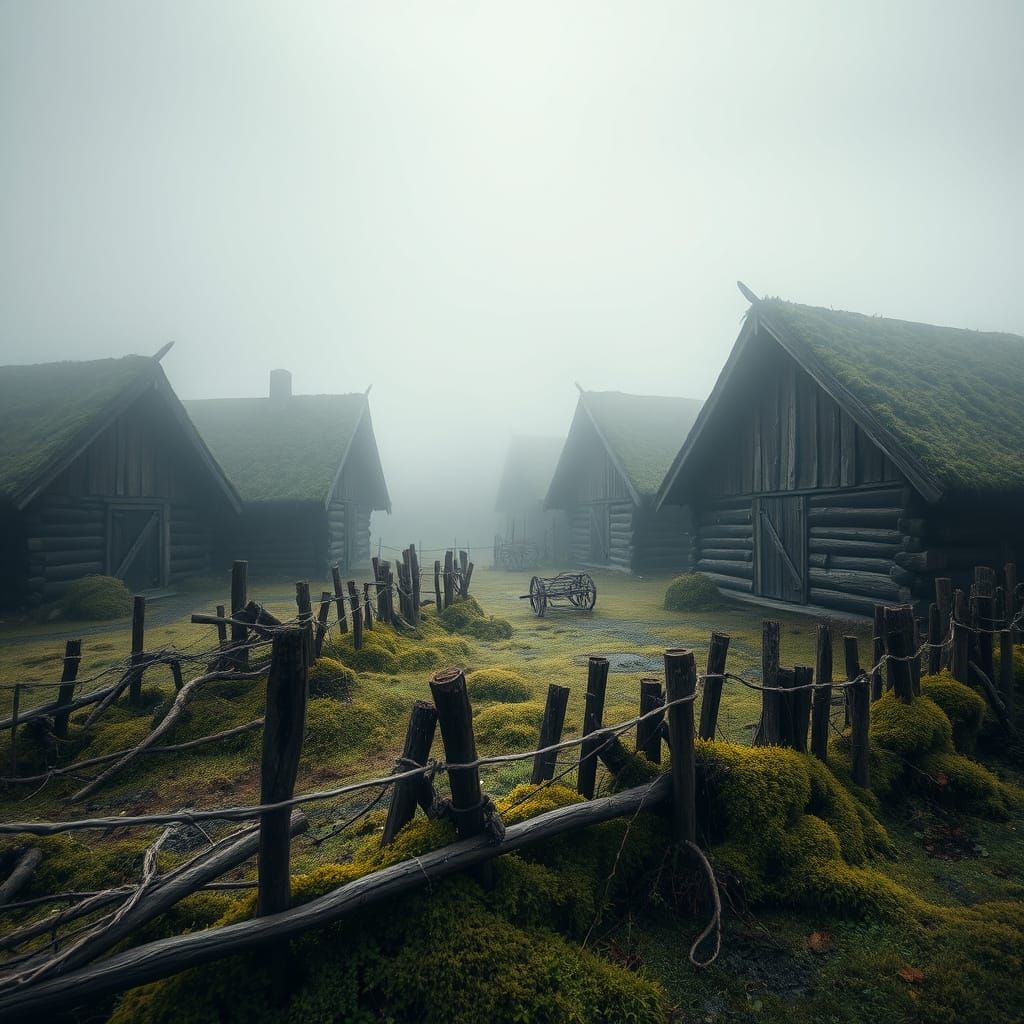 Viking Village Shrouded in Misty Elegance