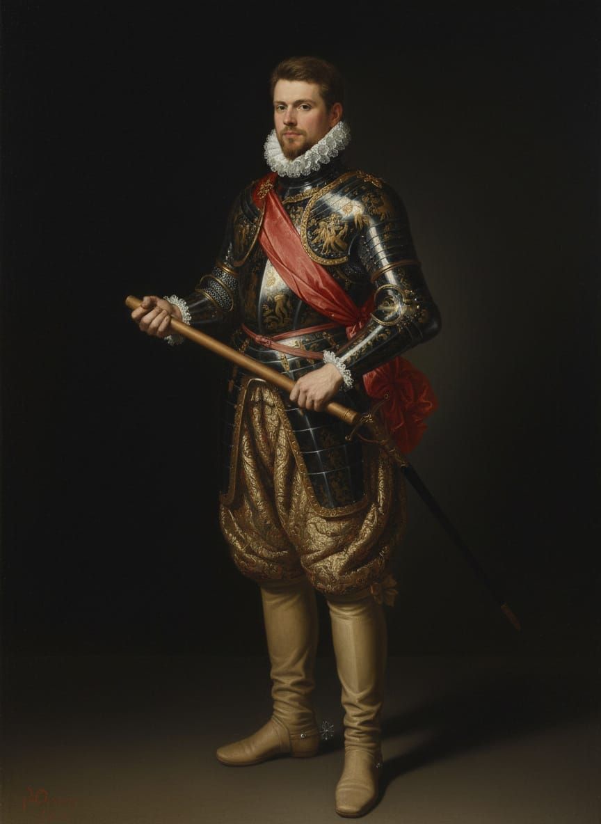 Renaissance Man in Gilded Armor, Style of Titian