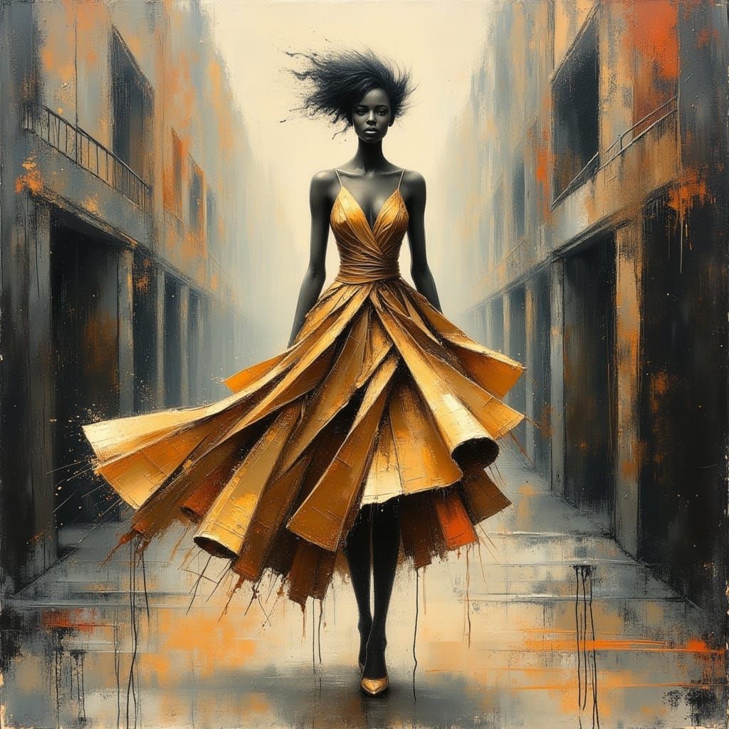 Abstract Model on Runway in Klimt-Thorp Style