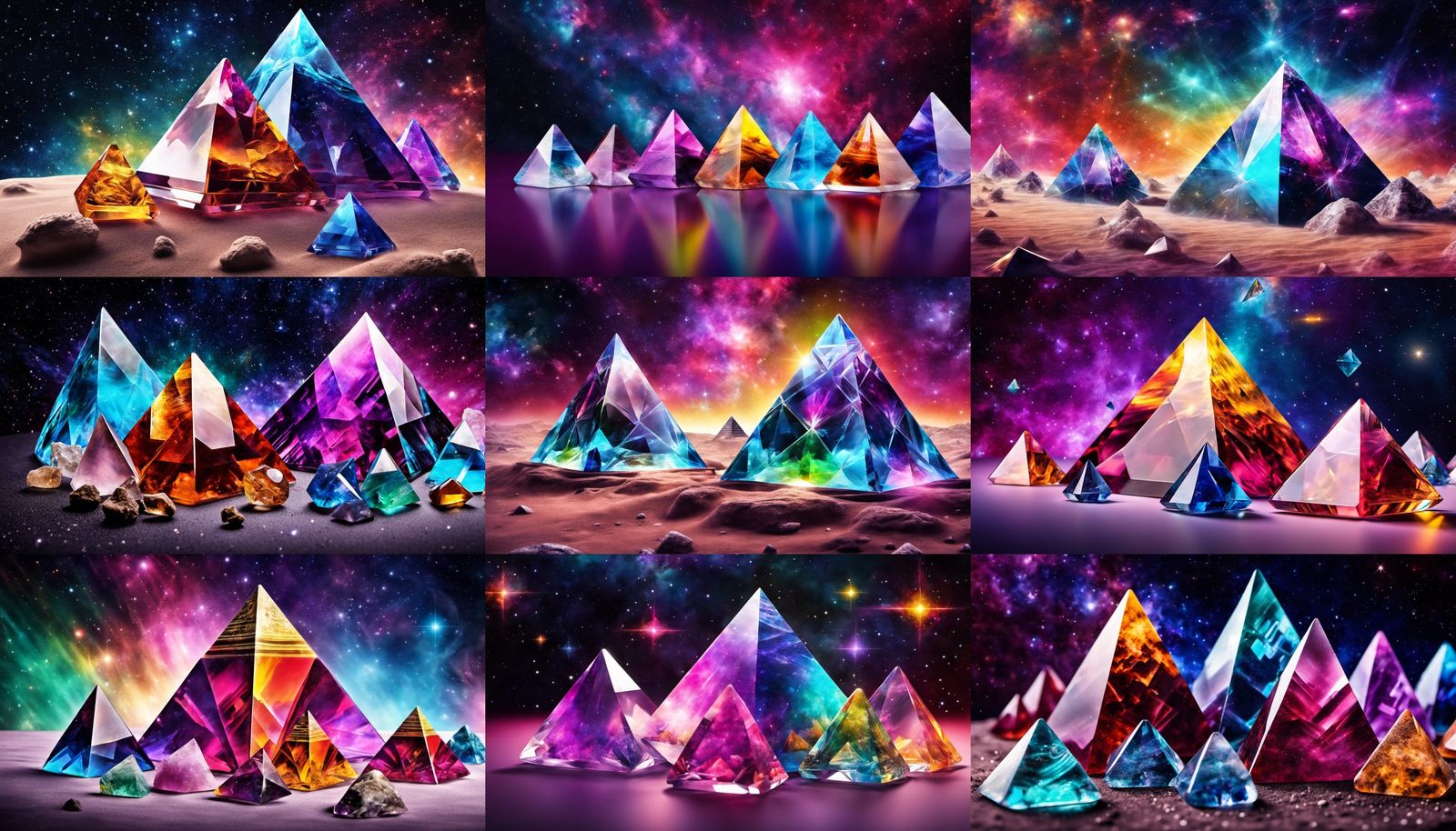 Vivid Crystal Pyramids in a Colorful Universe