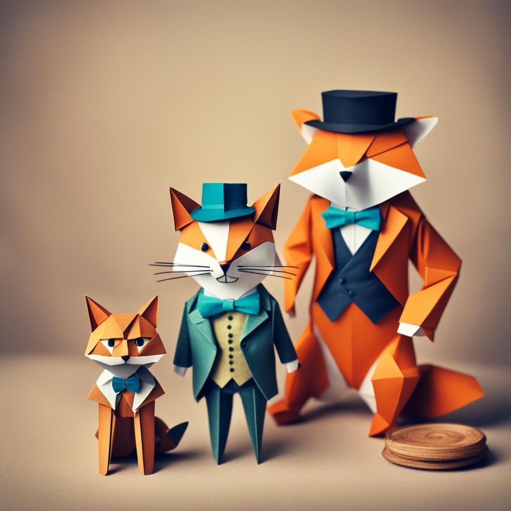 The Cat and the Fox Meet Pinocchio: An Origami Papercraft
